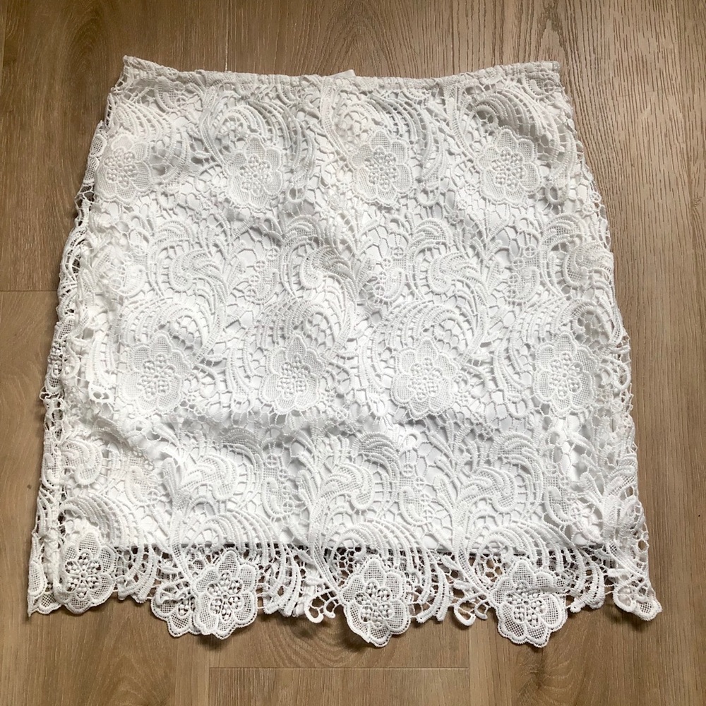 White Crochet Mini Skirt